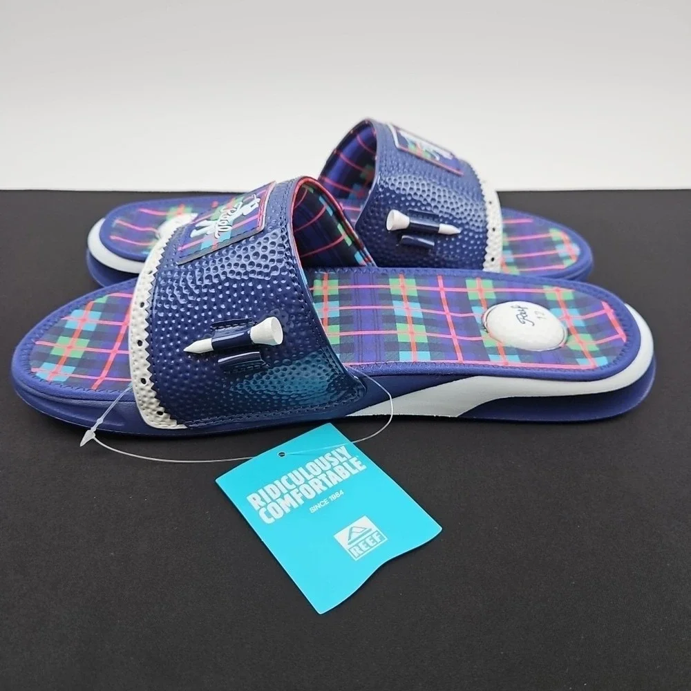 Reef Mulligan Slides Scottish‎ Waters 2 Men's Size 12 New Limited Drop
